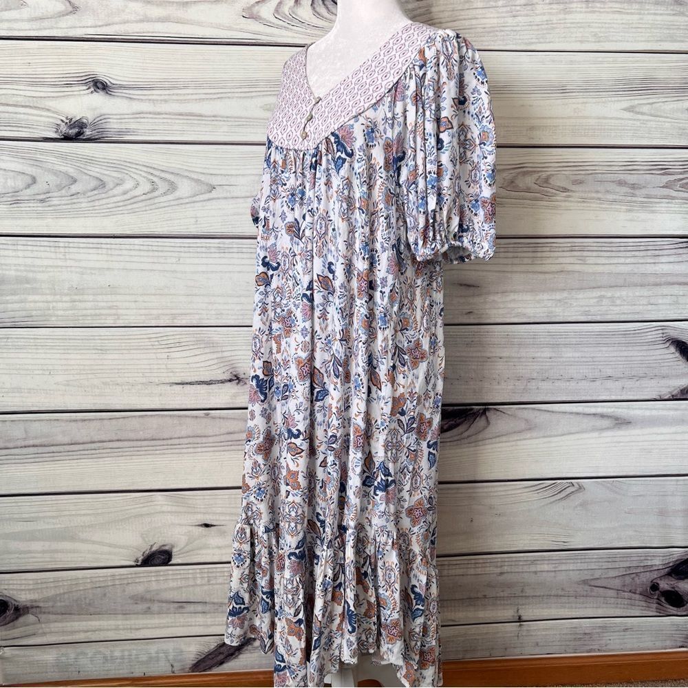 Lucky Brand White Paisley Floral Patterned Cottagecore Maxi Dress - Picture 5 of 11